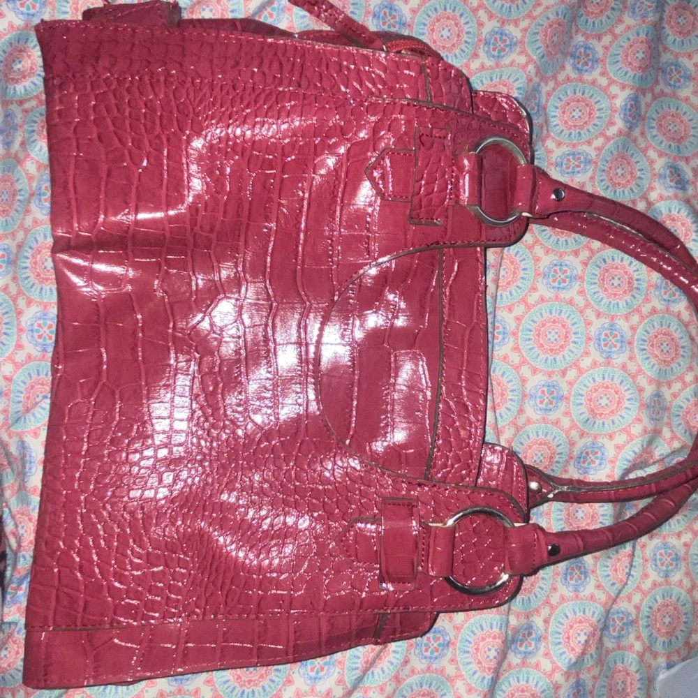 Leather Red Crocodile-Embossed purse